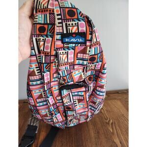 KAVU Original Rope Sling Bag Crossbody Hiking Backpack Aztec Geometric Pattern